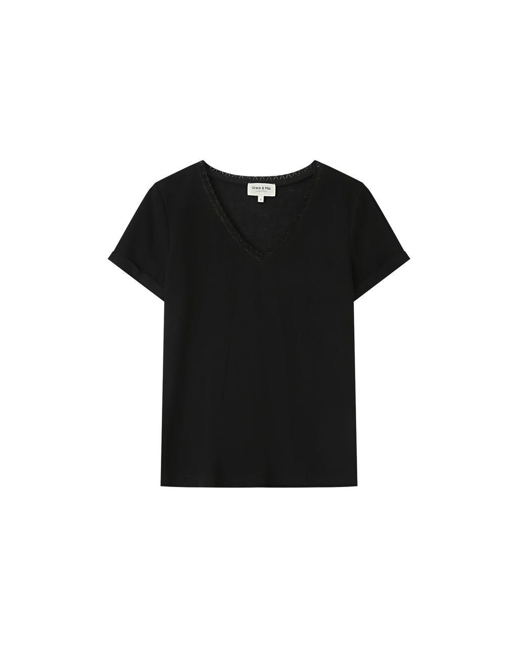 Black V-Neck T-Shirt Space
