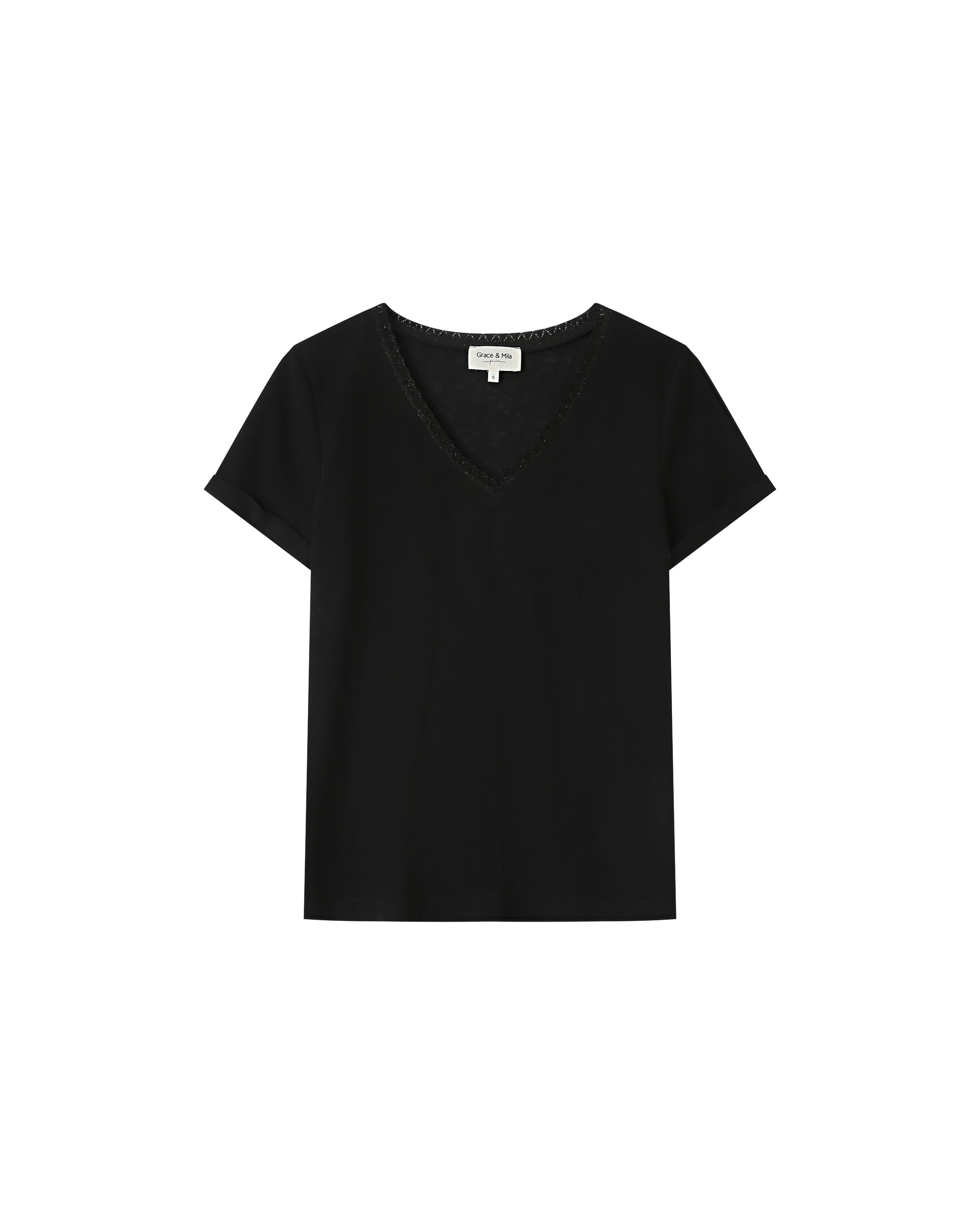 Black V-Neck T-Shirt Space