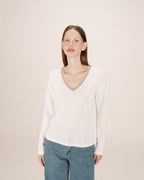 Camiseta Cuello V Marfil Selton