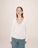 Selton Ivory V-Neck T-Shirt