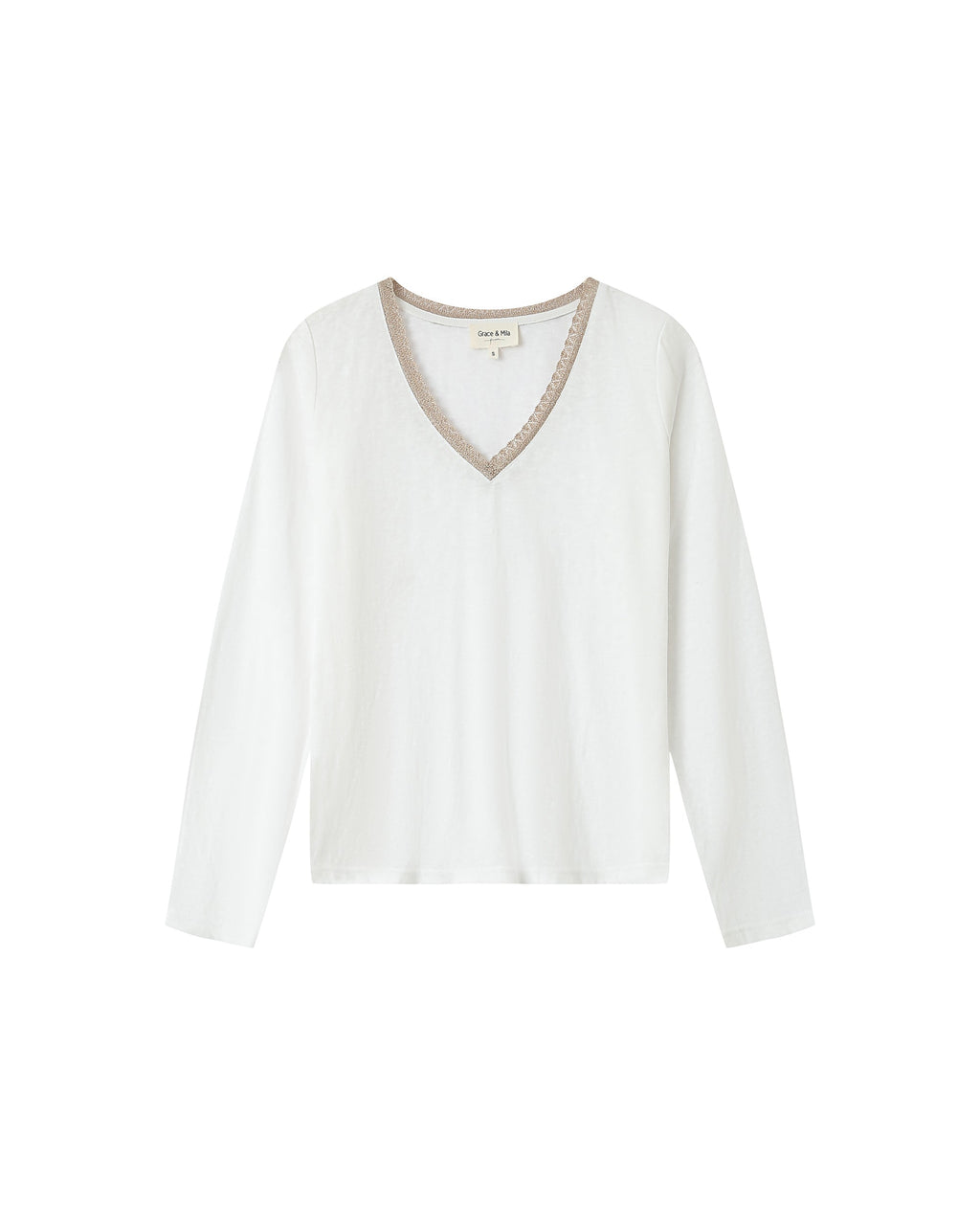 Camiseta Cuello V Marfil Selton