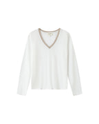 Camiseta Cuello V Marfil Selton