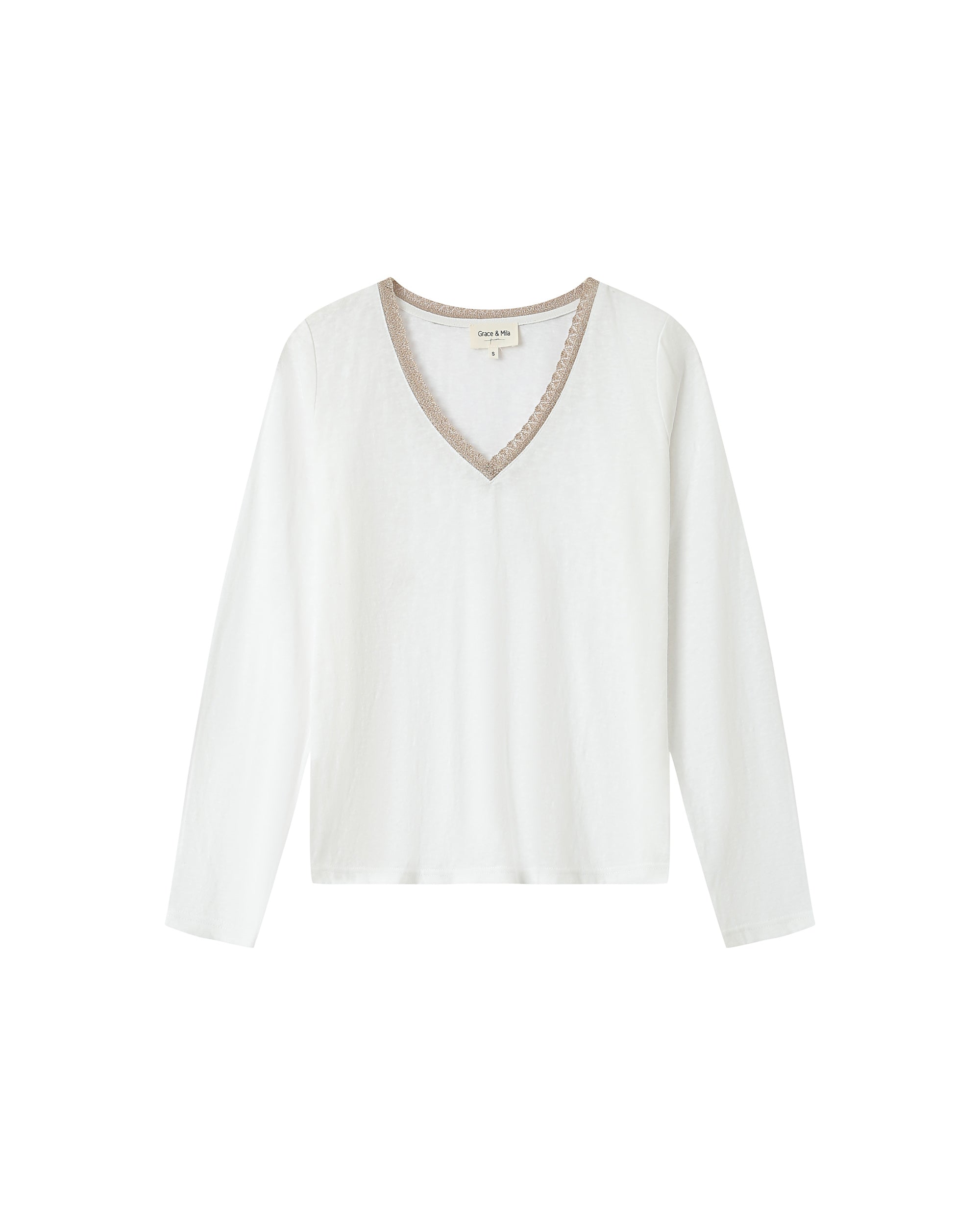 Camiseta Cuello V Marfil Selton