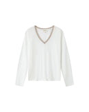 Selton Ivory V-Neck T-Shirt