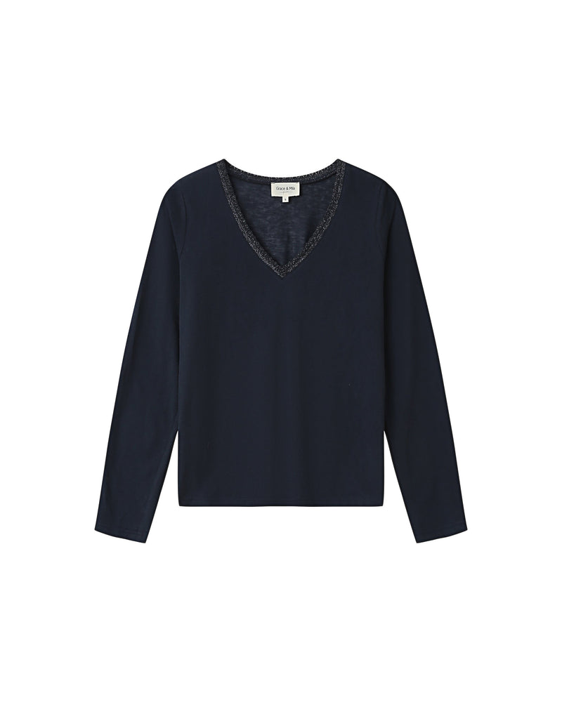 Selton Navy V-Neck T-Shirt