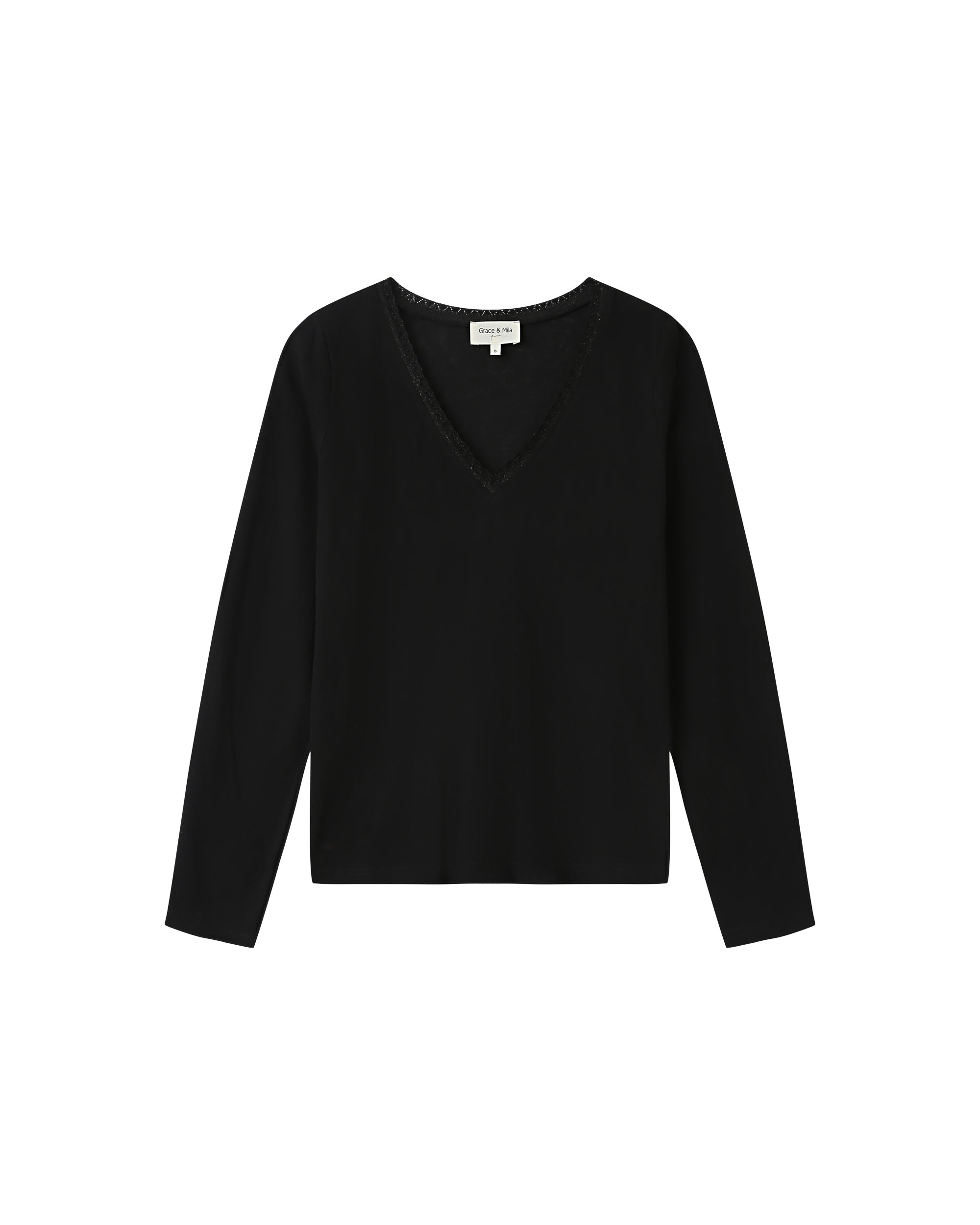 V-Neck T-Shirt Black Selton