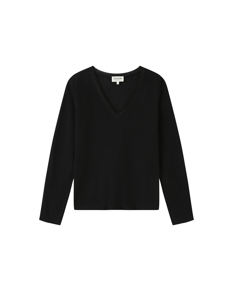 Selton Black V-Neck T-Shirt