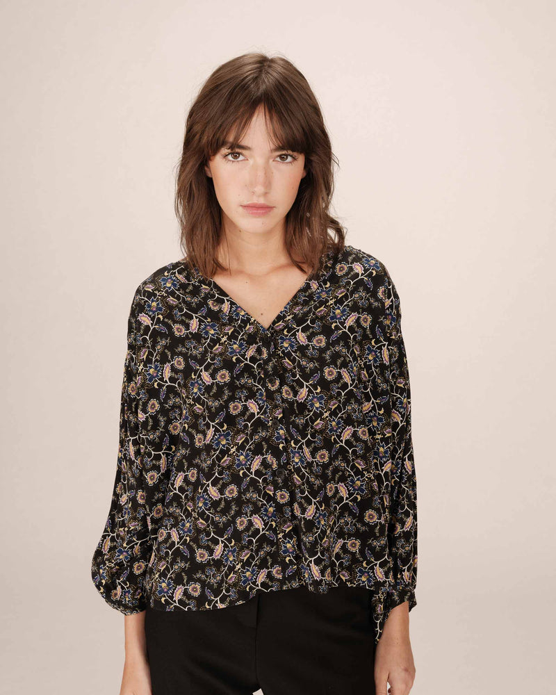 Secrete Black Floral Print Blouse