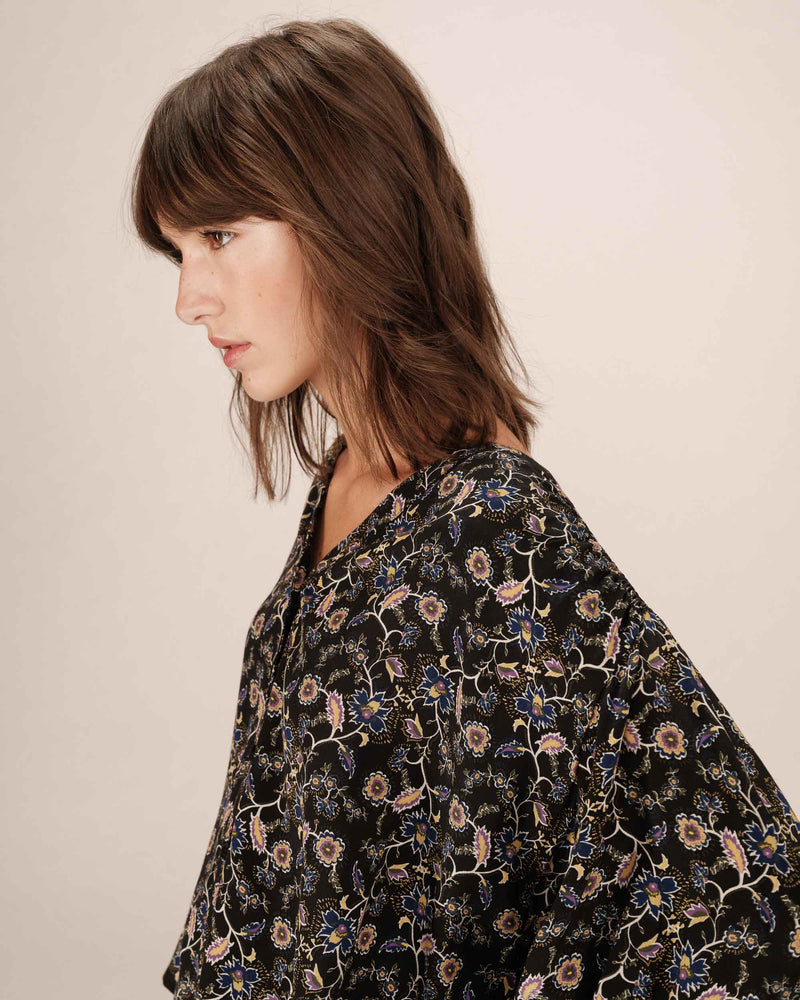 Secrete Black Floral Print Blouse