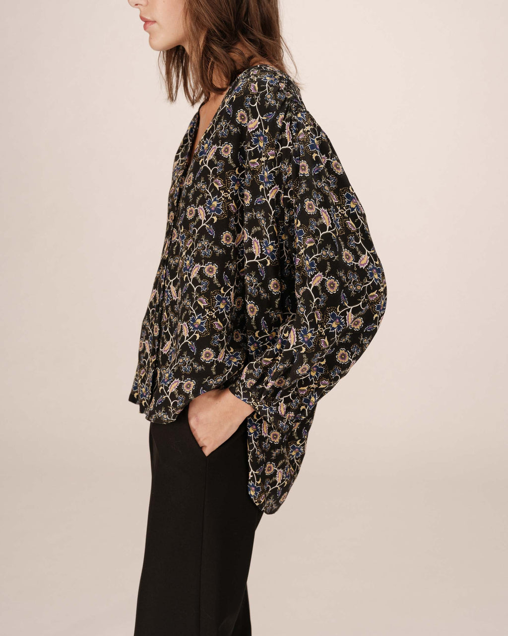 Floral Print Blouse Black Secrete