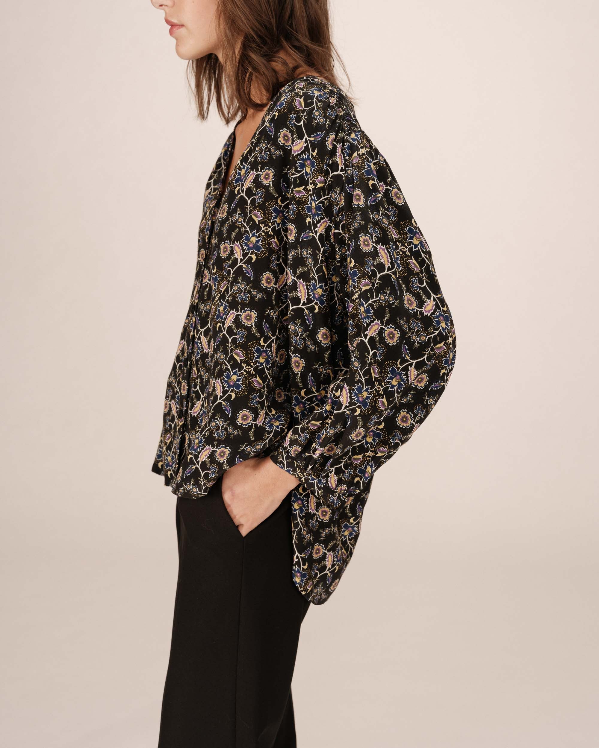 Floral Print Blouse Black Secrete