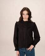 Frill Blouse Black Seduisante