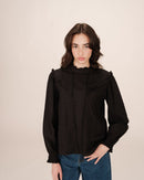 Seductive Black Ruffled Blouse