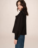 Seductive Black Ruffled Blouse