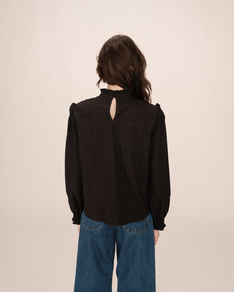 Seductive Black Ruffled Blouse