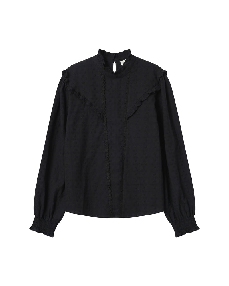 Seductive Black Ruffled Blouse