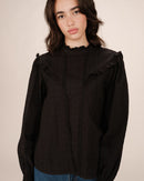 Seductive Black Ruffled Blouse