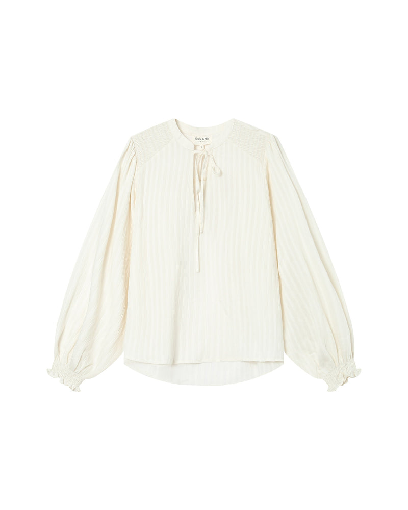 Serinda Tied Neck Blouse Ecru