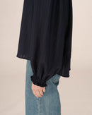 Navy Tied Collar Blouse Serinda