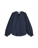 Navy Tied Collar Blouse Serinda