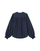 Navy Tied Collar Blouse Serinda