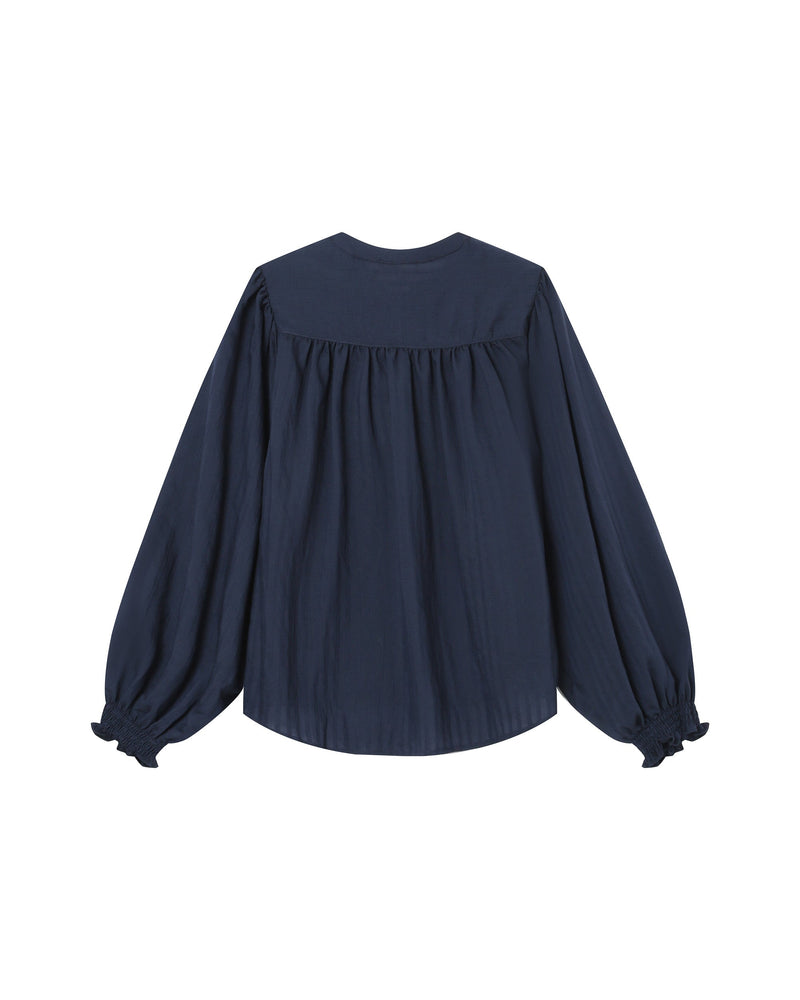 Navy Tied Collar Blouse Serinda
