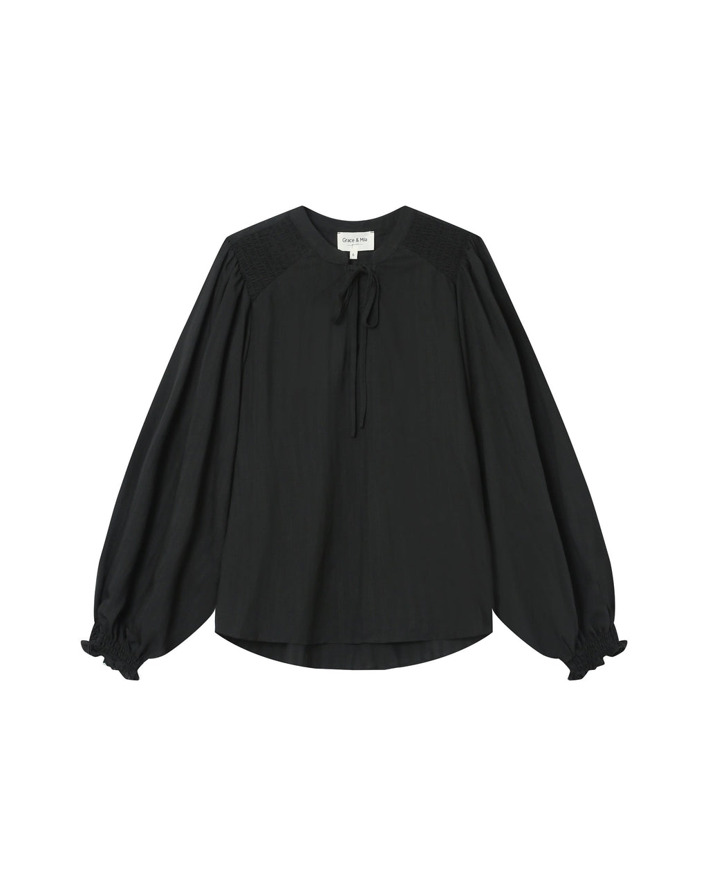 Blusa Cuello Anudado Negro Serinda