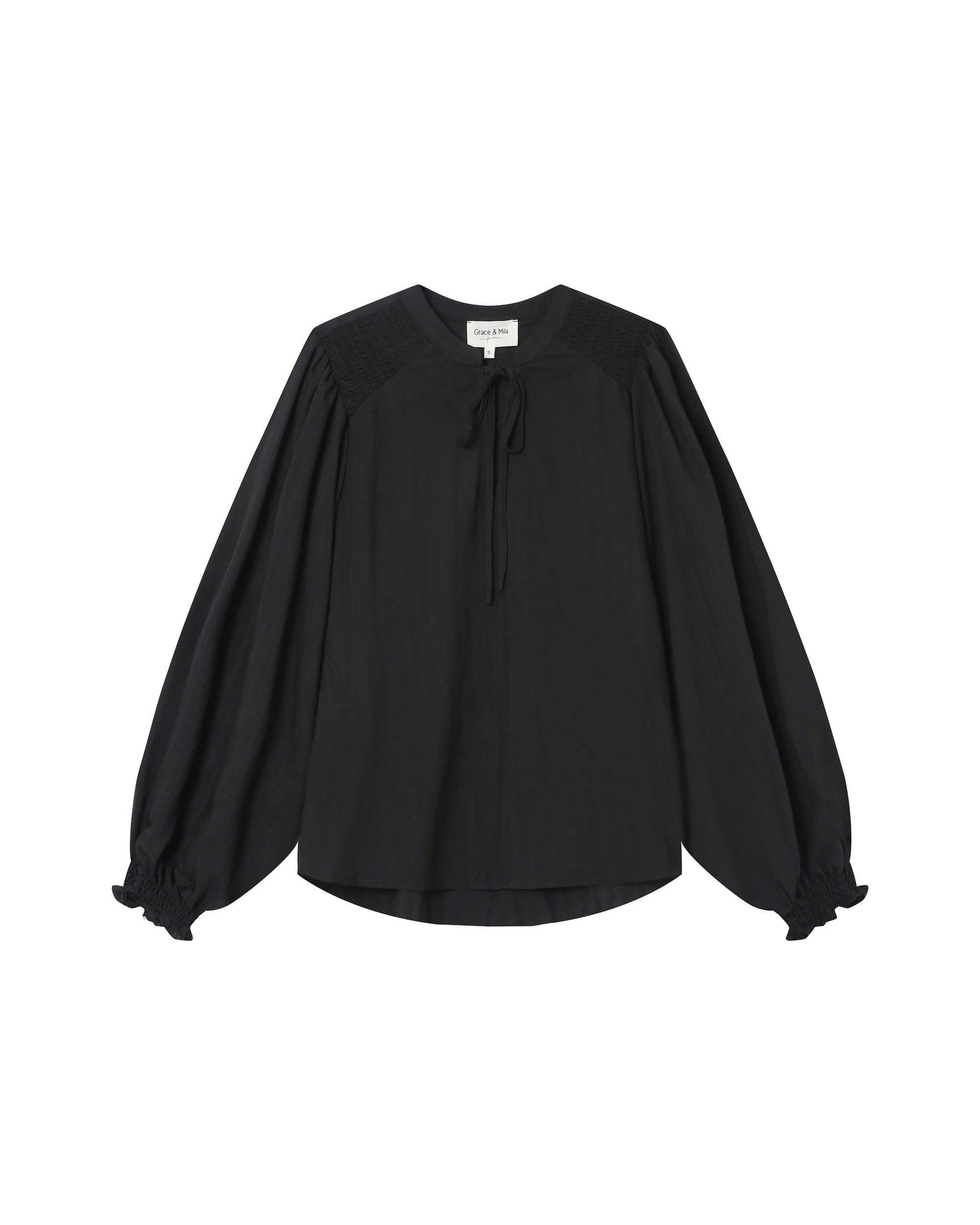 Blusa Cuello Anudado Negro Serinda