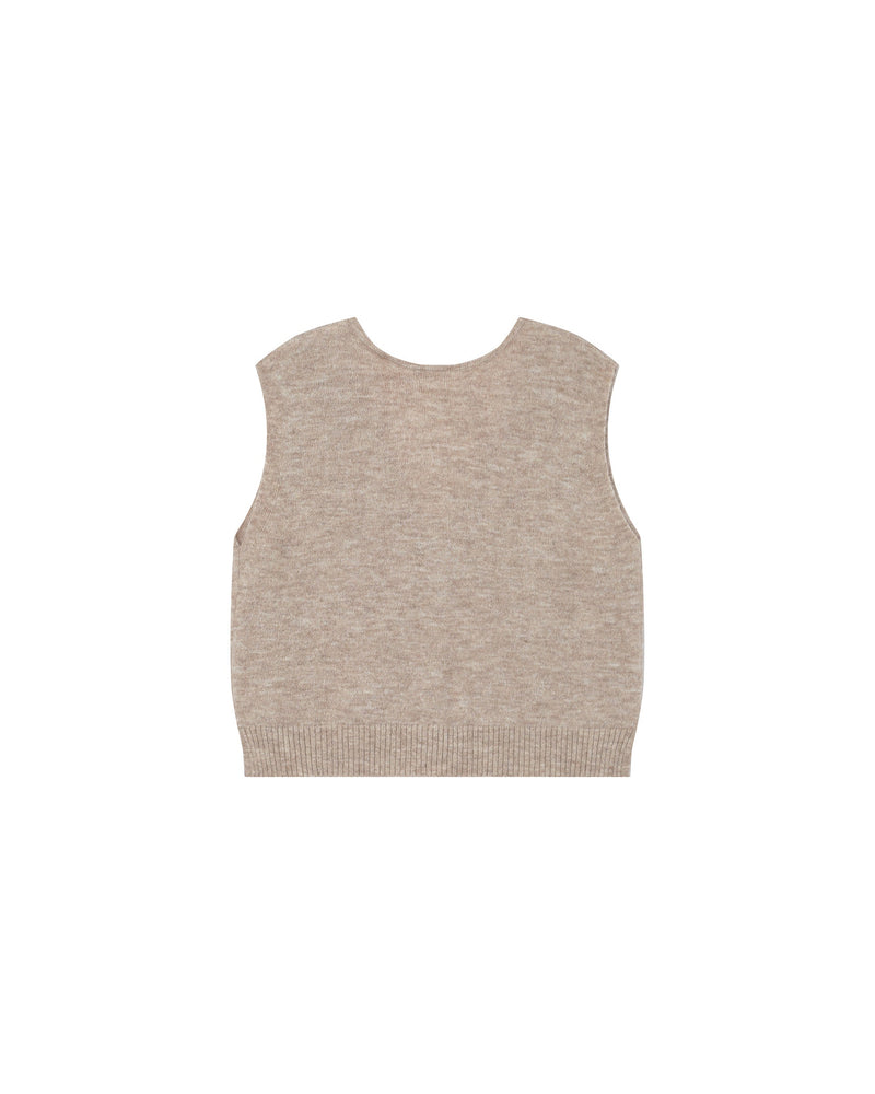Beige Santa Sleeveless Cardigan