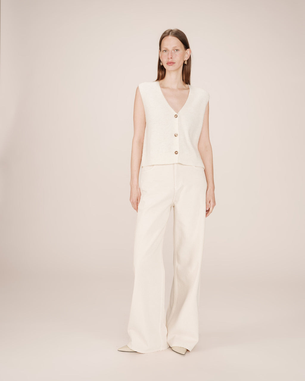 Sleeveless Cardigan Ivory Santa