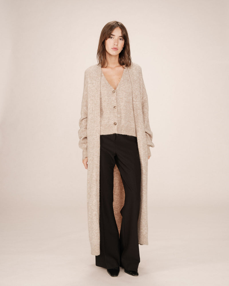 Santiago Beige Long Cardigan