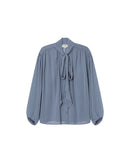 Splendid Cornflower Pussy Collar Blouse