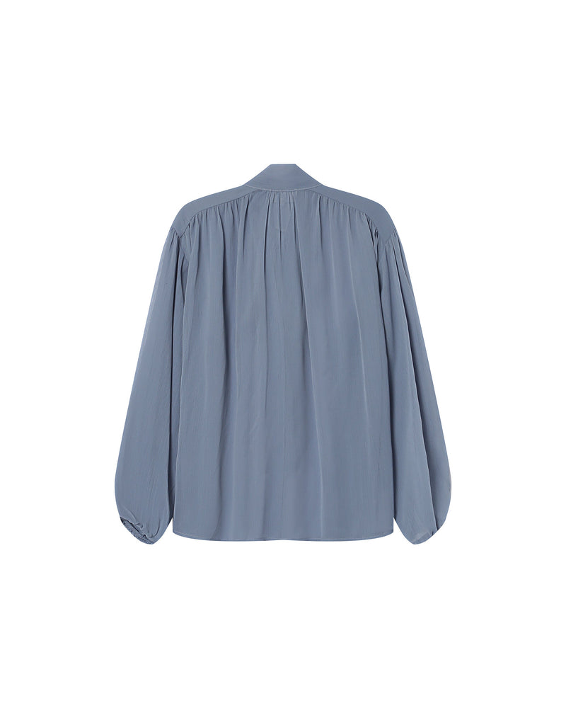 Splendid Cornflower Pussy Collar Blouse