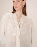 Splendid Ecru Pussy Collar Blouse