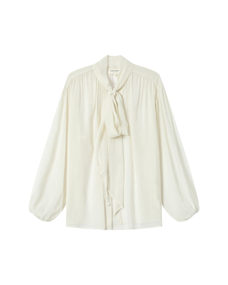 Splendid Ecru Pussy Collar Blouse