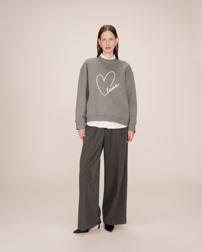 Sharly Gray Embroidered Message Sweater