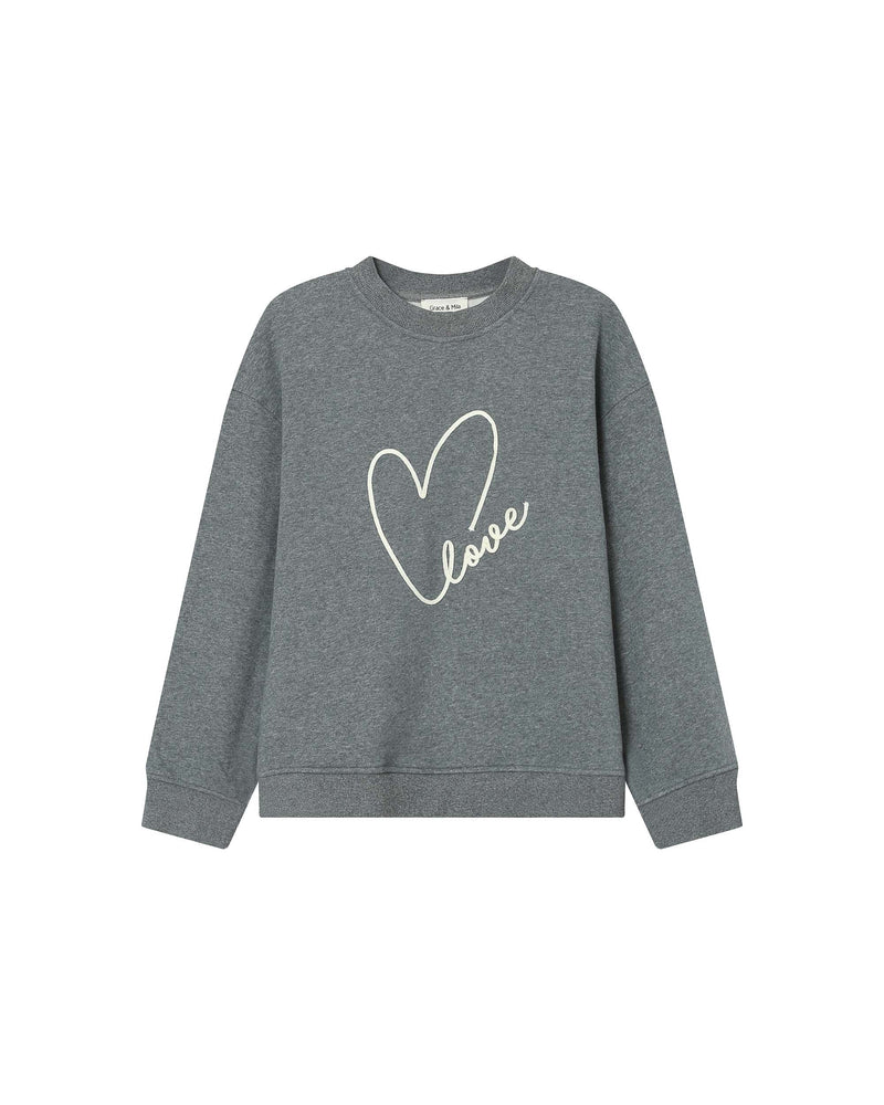 Sharly Gray Embroidered Message Sweater