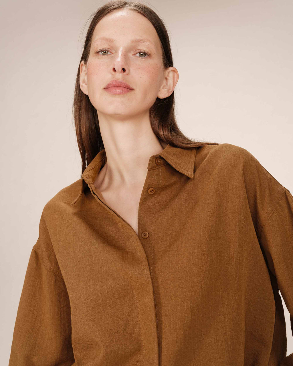 Straight Shirt Khaki Stripe