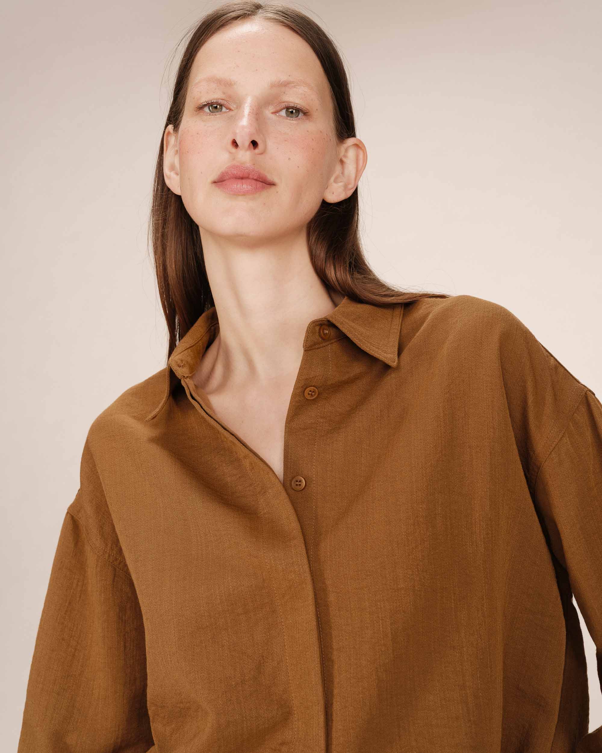 Straight Shirt Khaki Stripe