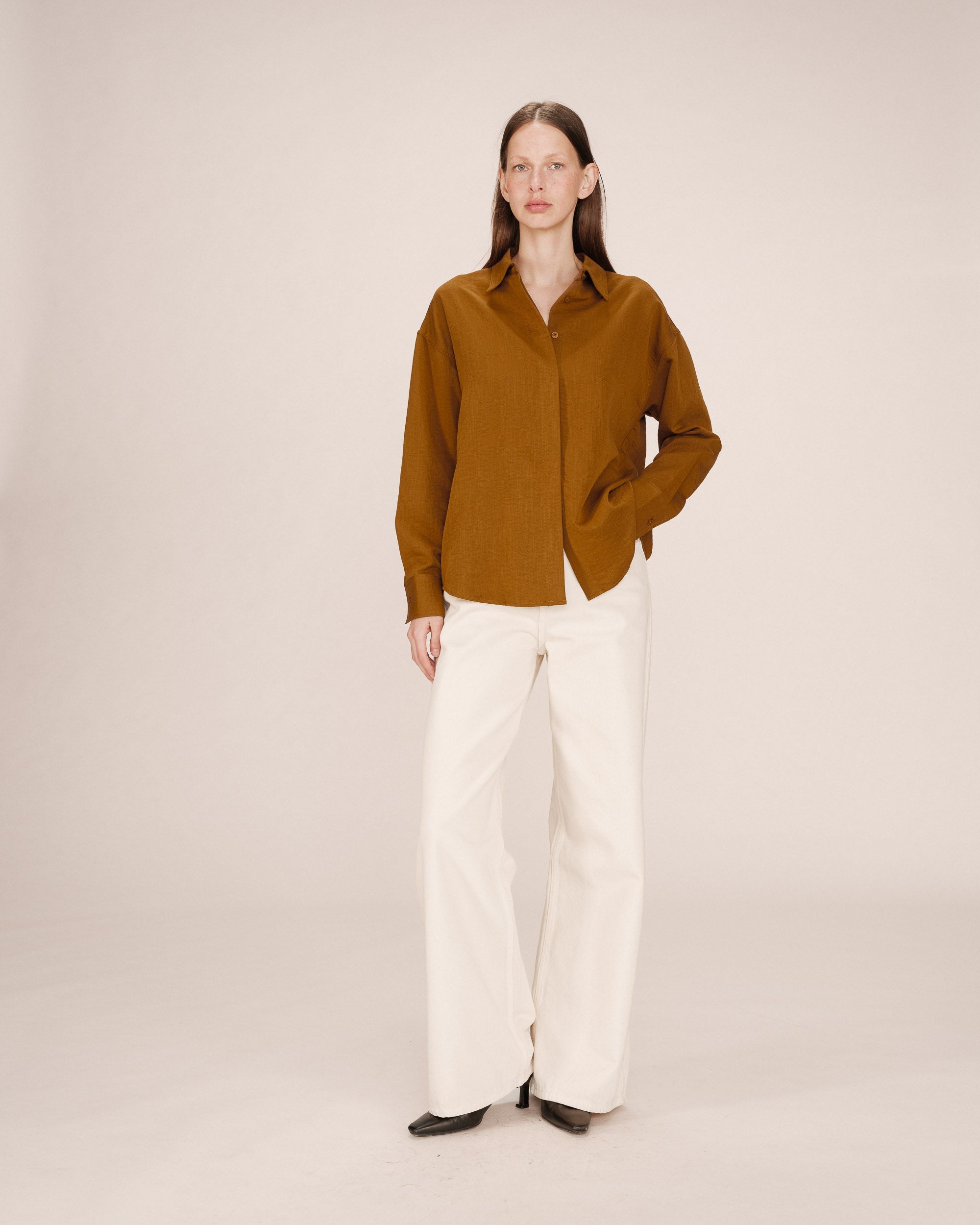 Straight Shirt Khaki Stripe