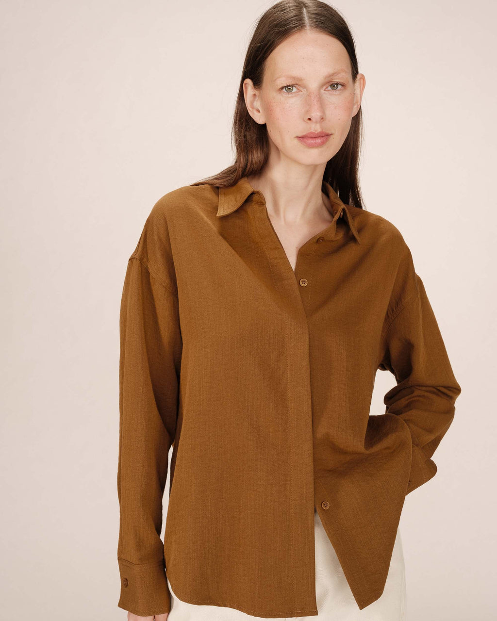 Straight Shirt Khaki Stripe