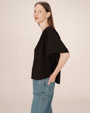 Seagal Straight Top With Gathers Black