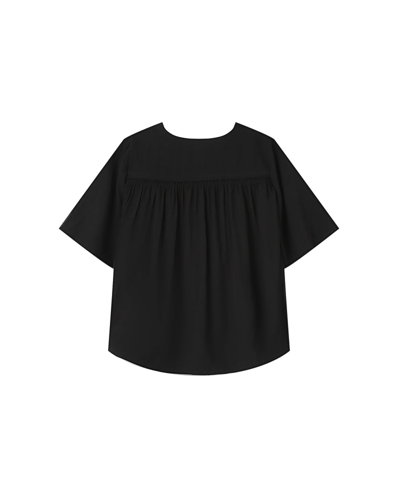 Seagal Straight Top With Gathers Black
