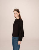 Straight Blouse With Gathers Black Savannah