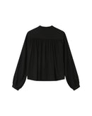 Straight Blouse With Gathers Black Savannah