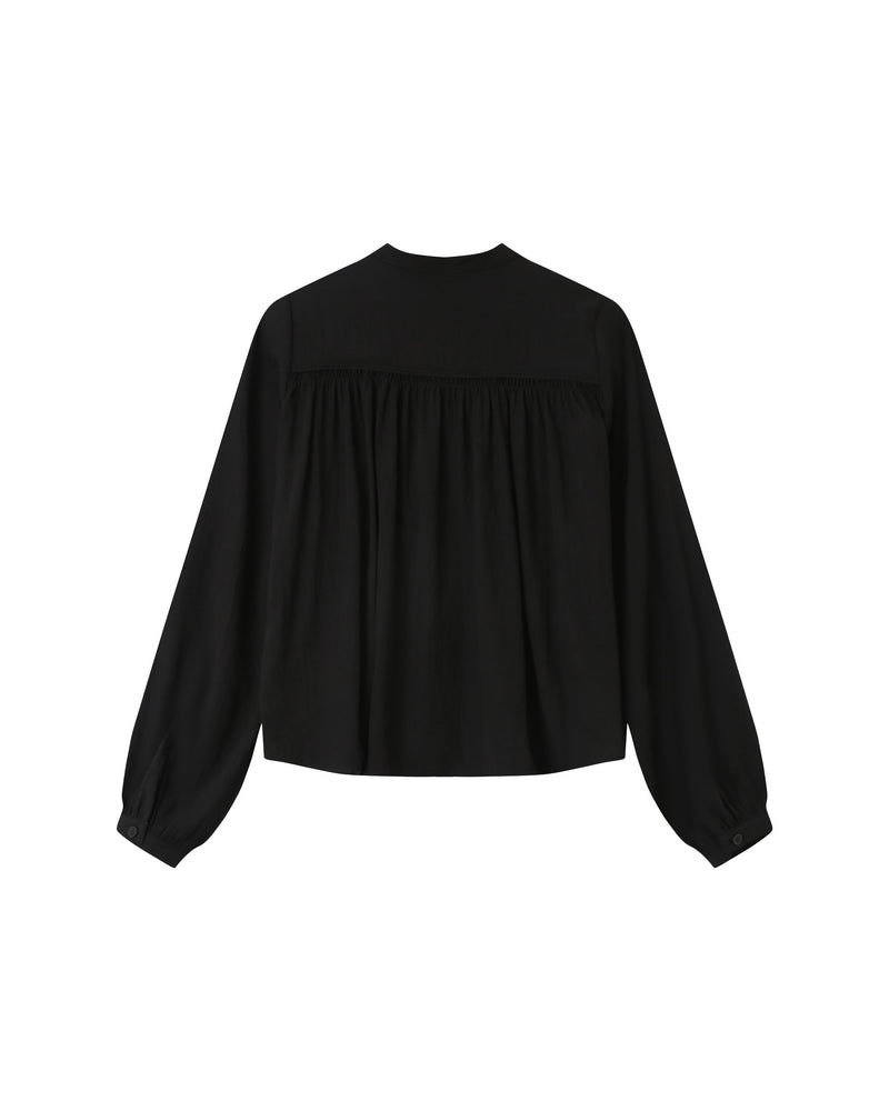 Straight Blouse With Gathers Black Savannah