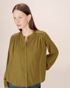 Blusa Recta Con Fruncidos Oliva Savannah