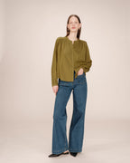 Blusa Recta Con Fruncidos Oliva Savannah