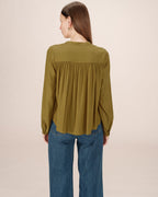 Blusa Recta Con Fruncidos Oliva Savannah