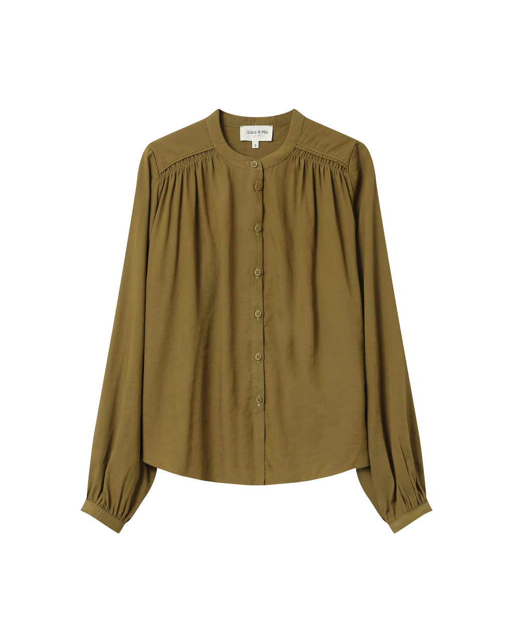 Blusa Recta Con Fruncidos Oliva Savannah